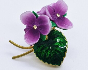 Vintage purple flower brooch from West Germany
