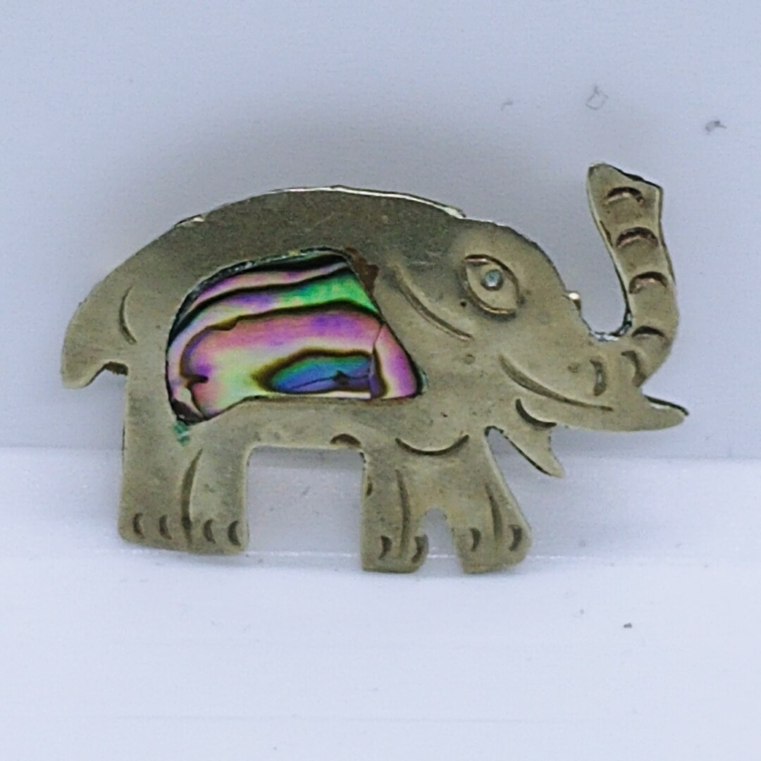 Vintage Elefant Brooch Mexico With Abalon Etsy