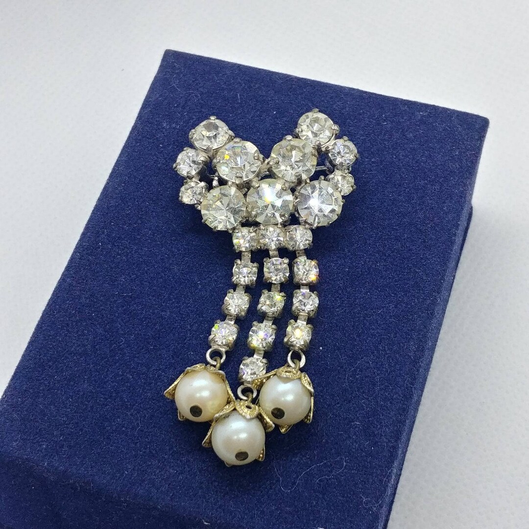 Винтажная брошь из хрусталя/штрасса/рейнстоуна - Etsy