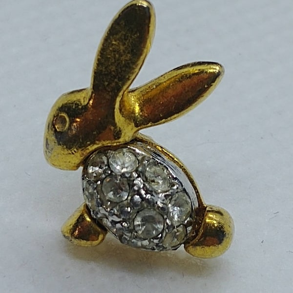 Vintage hare/ rabbit brooch,pin gold tone with crystals