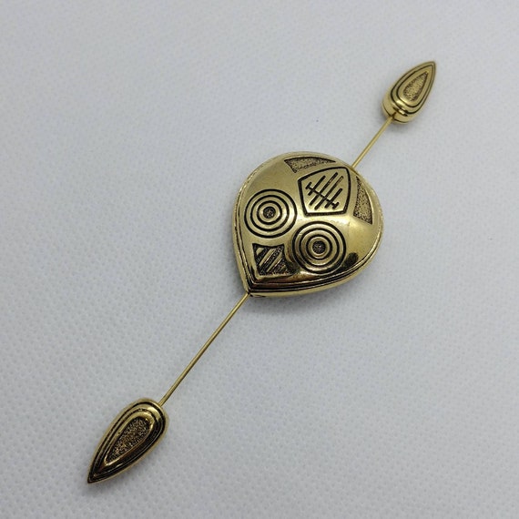 Vintage needle brooch/pin goldplated sogned Pierr… - image 6