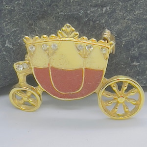 Vintage koetsbroche goudkleurig met emaille