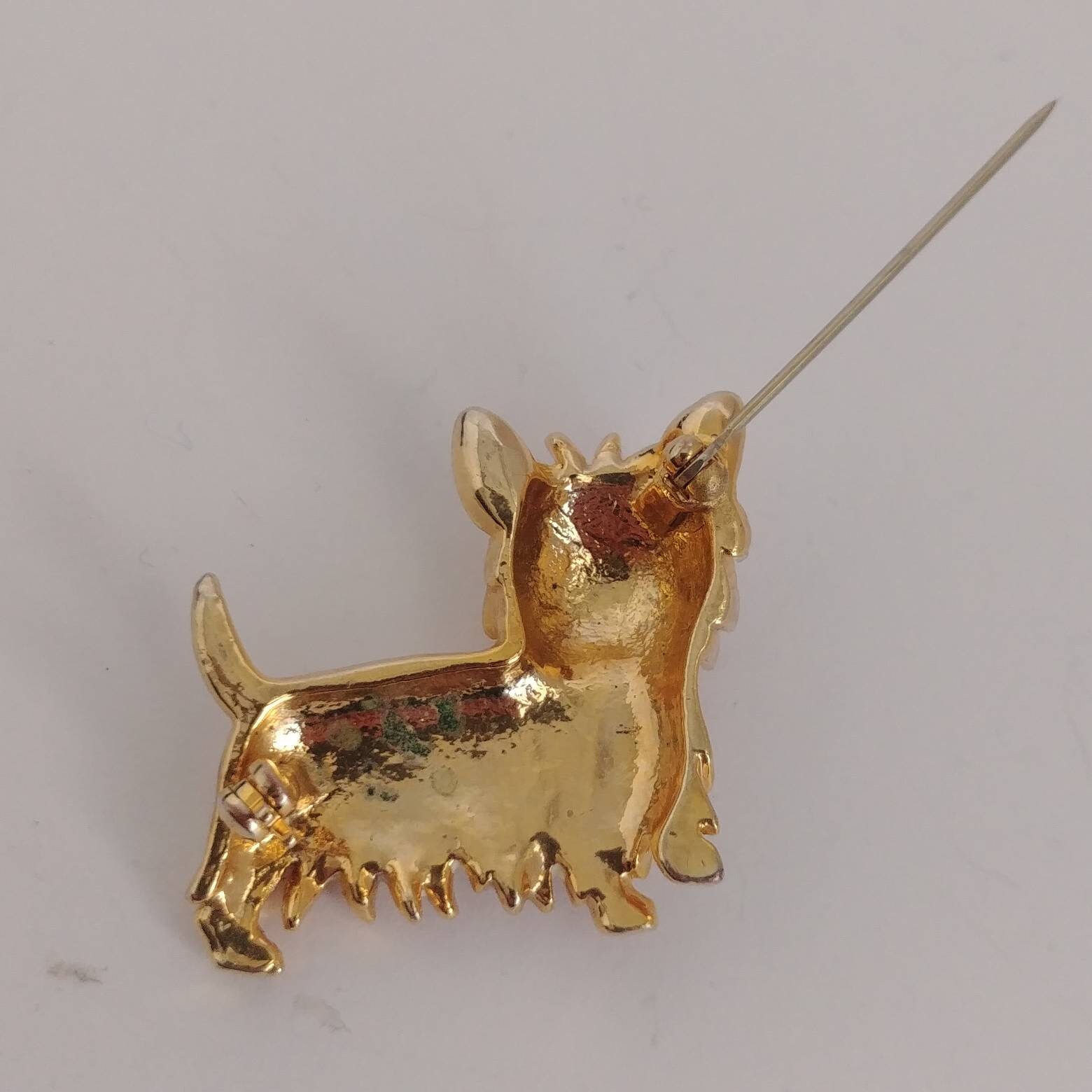 Broche Vintage En Métal Doré émaillé Noir Biche Tbe - Montres & Bijoux