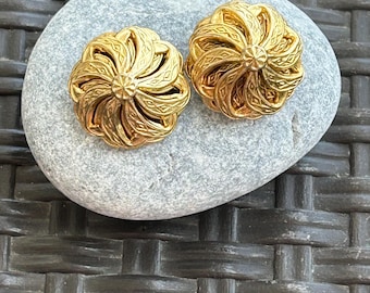 Boucles D'Oreilles Clips Vintage En Métal Doré - Anciennes - Bon État