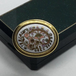 Spilla in porcellana vintage: spilla floreale dipinta a mano