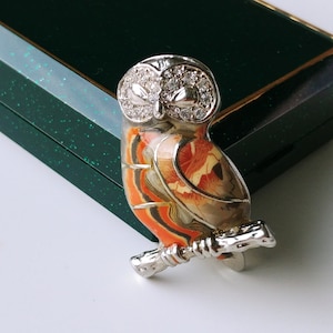 Vintage owl/ bird enamel brooch with colored enamel