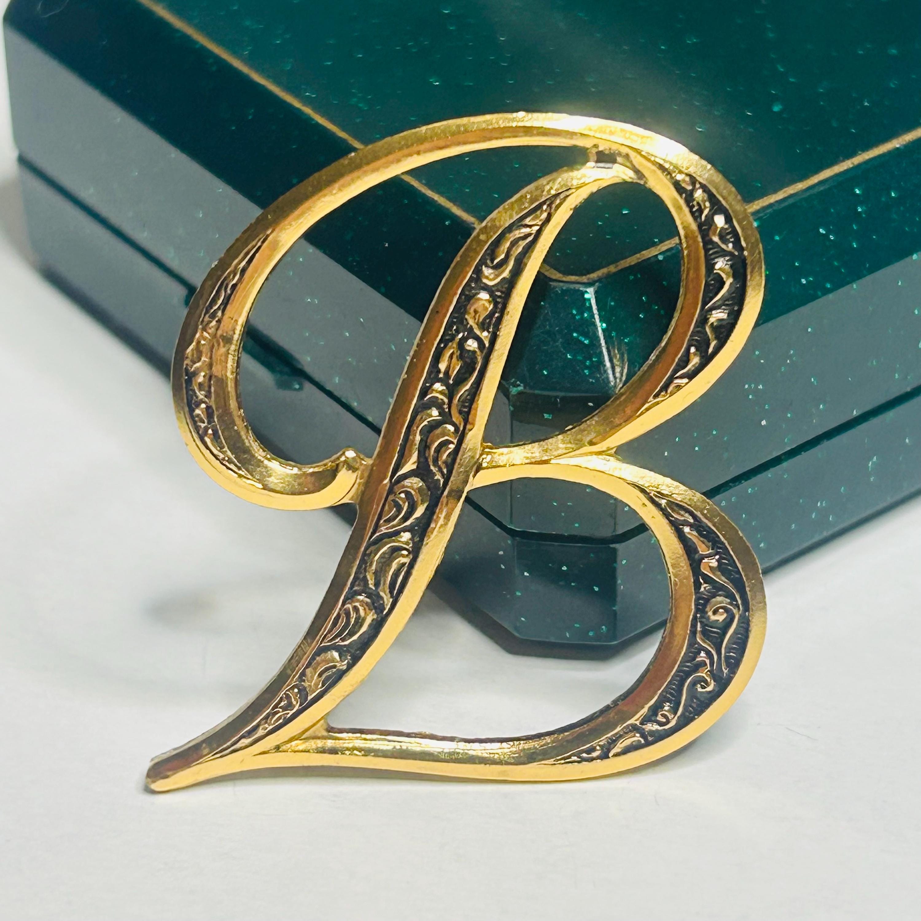 Vintage B,J letter brooch pin name,monogramm,gold tone - Etsy 日本