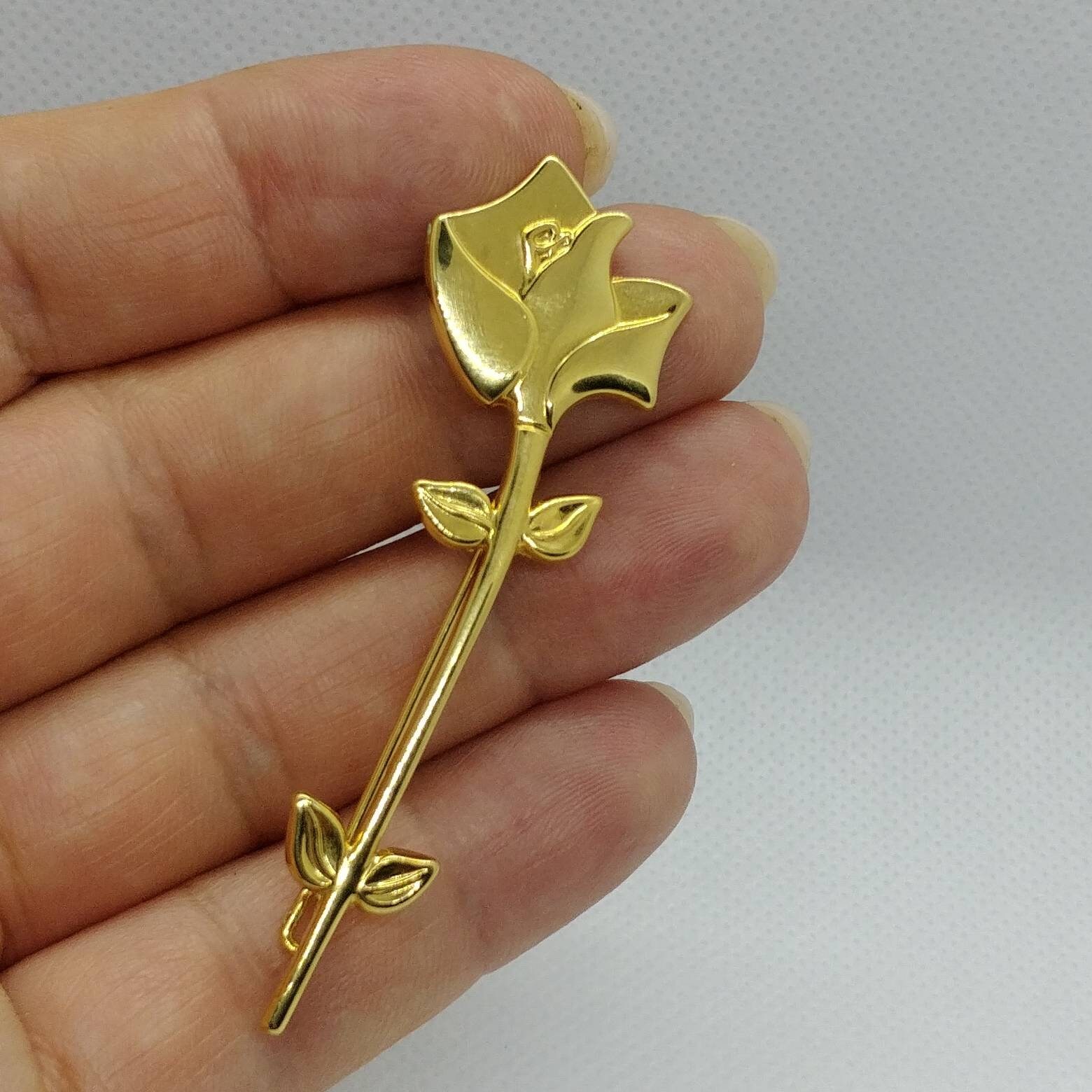 Broche Ancienne LANCÔME PARIS - Motif Fleurs, Couleur Doré, Occasion