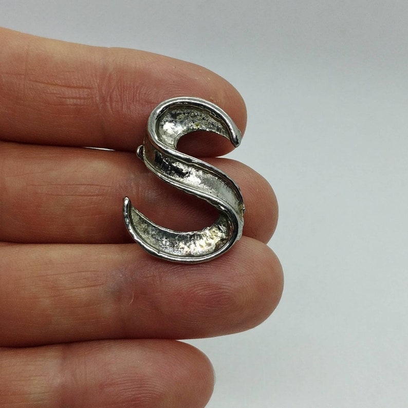 Vintage Brooch Pin Letter S Monogram Name Initial Brooch Silver Tone - Etsy