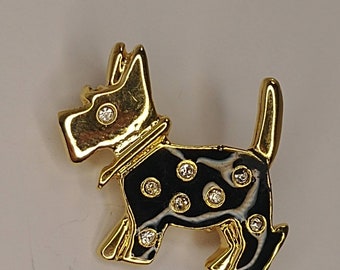 Vintage strass Scottie-hondenbroche, Schotse terriërspeld