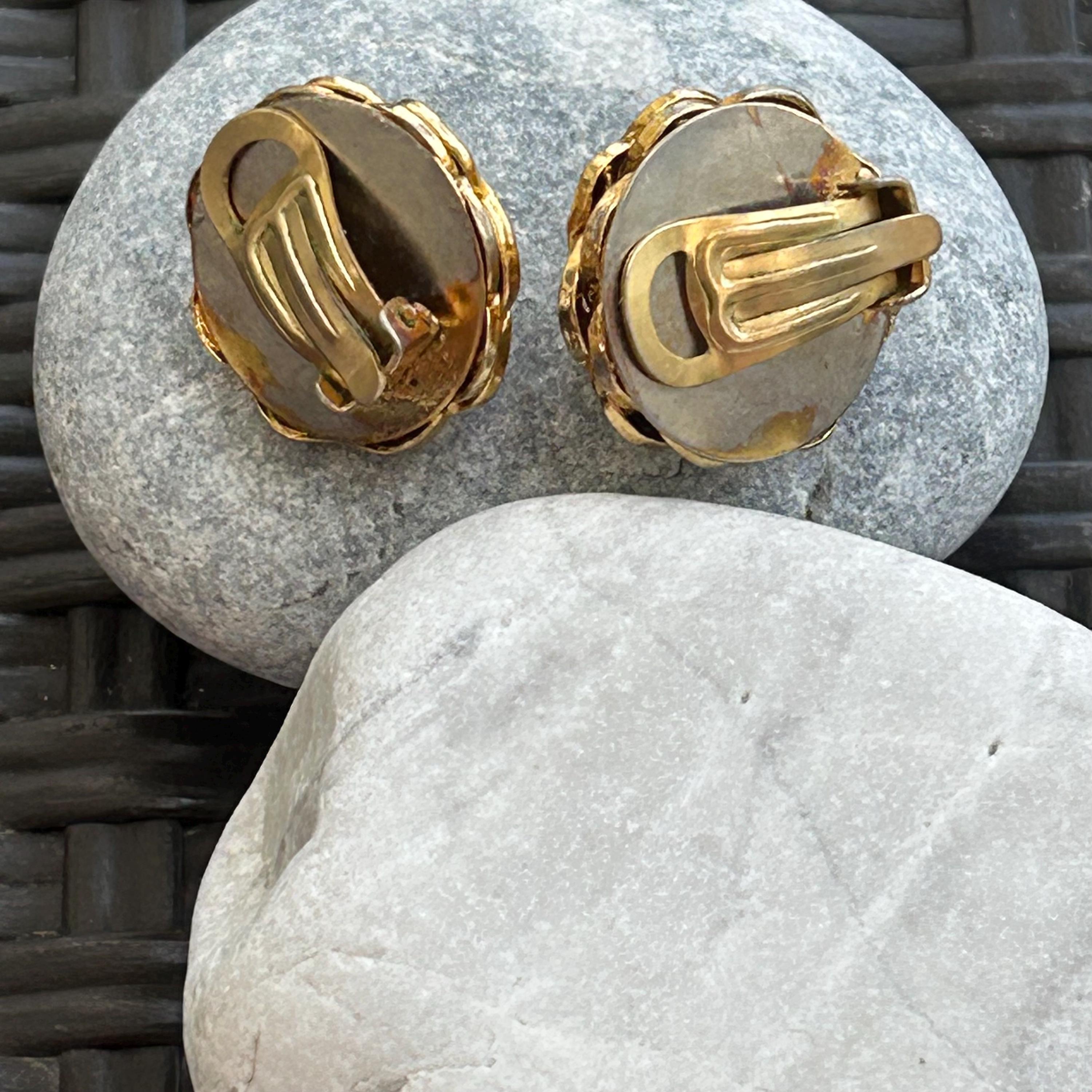 Boucles D'oreilles Pendantes Vintage - Fermoir Clip - Métal - Occasion - Style Rétro
