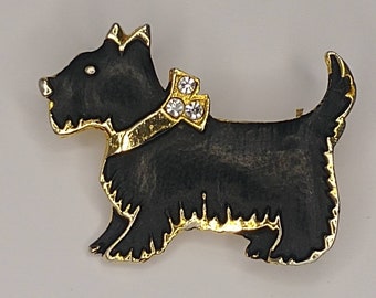 Vintage Scottish Terrier Brooch: Black Enamel Scottie Dog Pin