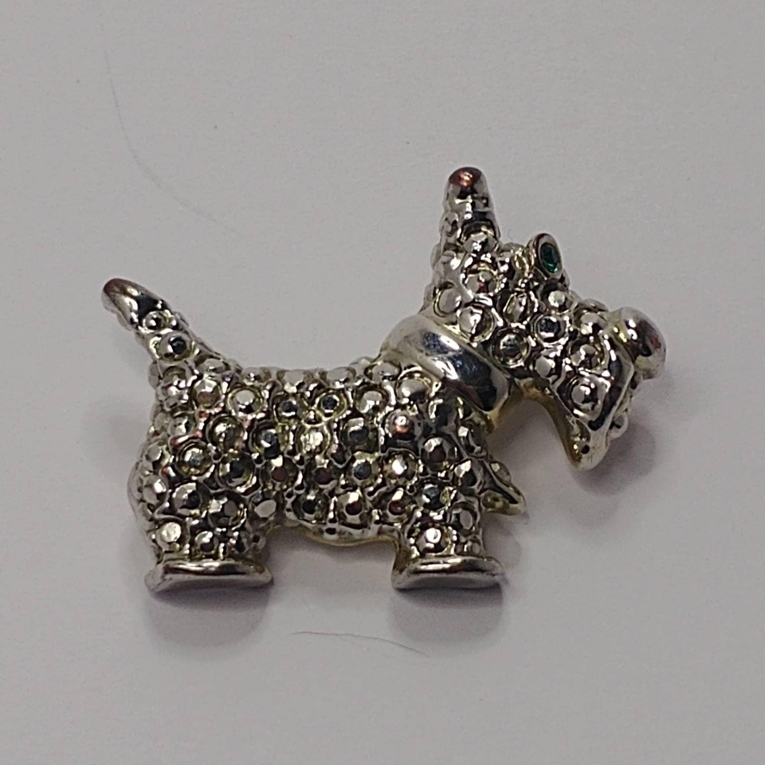 Vintage brooch/pin dog Scottie Terrier on silver tone from Pierre Balmain PB