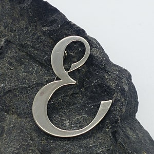 Vintage brooch pin letter E initial silver tone