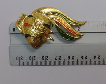 カラフルなエナメルを使用したヴィンテージゴールドトーンの金魚