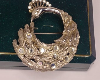 Broche Vintage Cygne En Laiton Doré - Bijou Rétro, Occasion, Accessoire Classique