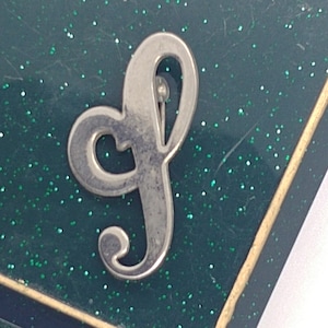 Vintage broche pin letra I,J nombre monograma inicial