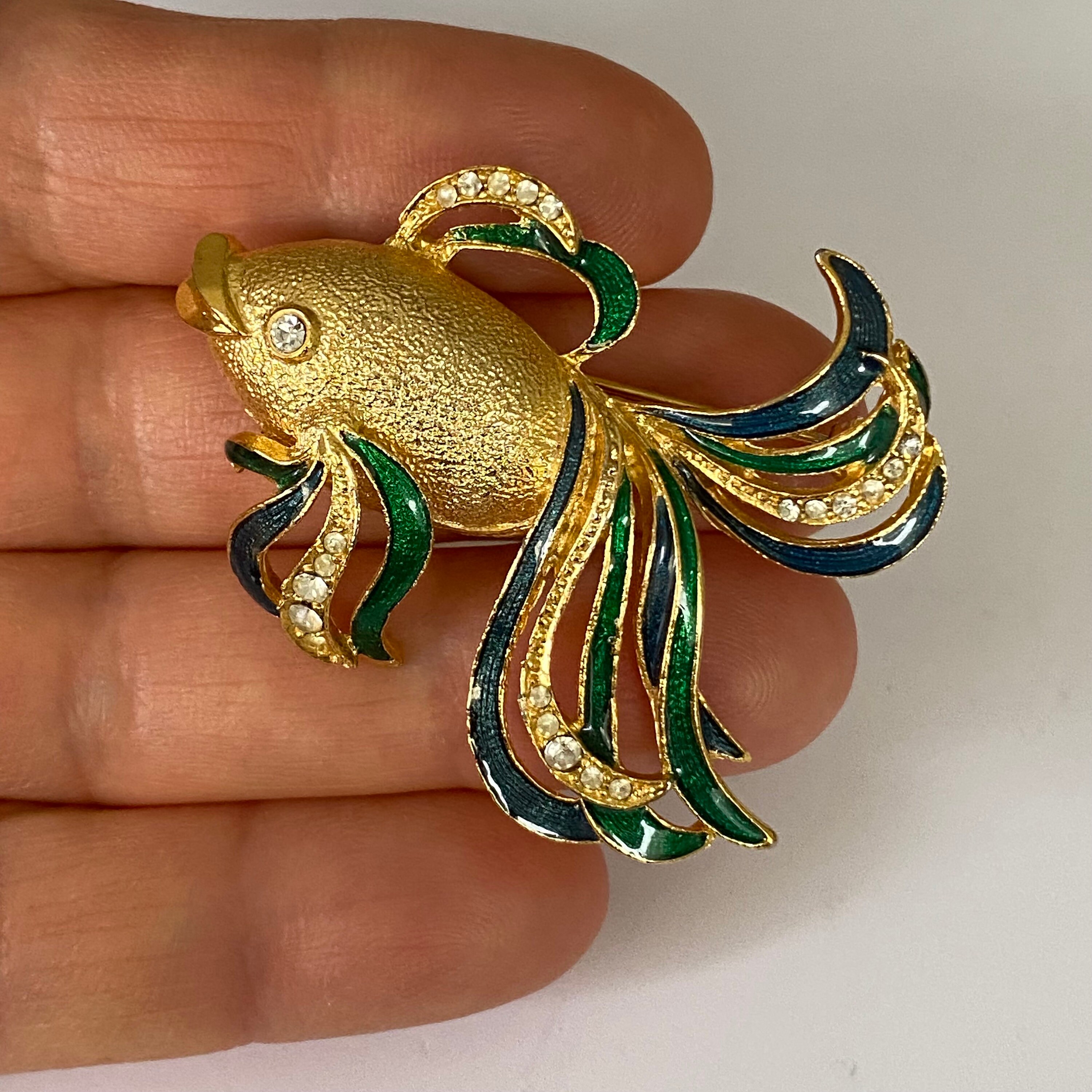 ヴィンテージの金魚ブローチ/ピン、カラーエナメル - Etsy 日本