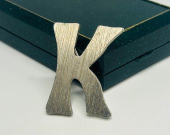 1980s Vintage Silver Letter K Brooch: Retro Costume Jewelry - Etsy