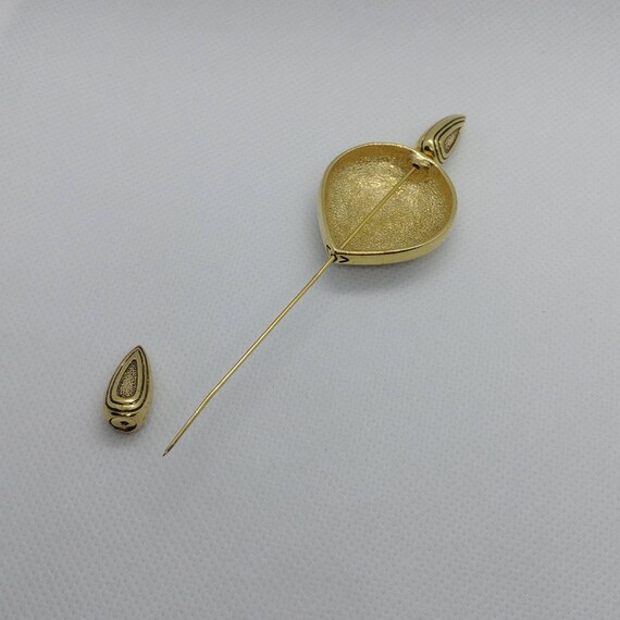 Vintage needle brooch/pin goldplated sogned Pierr… - image 5