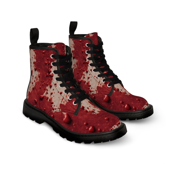 Butcher boots Women's Canvas Boots for halloween costumes or set props butcher boots with blood and gore on them