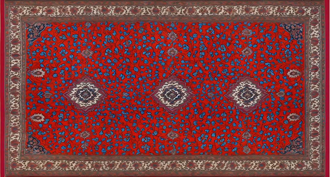 Red and Blue Persian Rug Dxf File Pattern for Rug Tufting Jpg Etsy