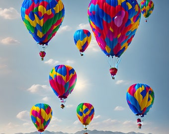 Hot Air Balloons Digital Backdrop for photography 300 dpi 3072x3072 JPG PNG