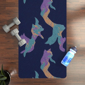 Kitty Cat Yoga Mat for cat ladies in shape proud feline loving working out yoga mat stretch rubber modern no slip feline pattern kittens