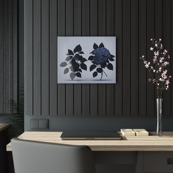 Dark Hydrangea Acrylic Wall art Collection of Wall Art Panels portraying dark flowers with a gothic theme for dark art lovers 3/5