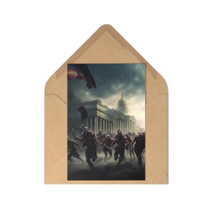 7 x Zombies Attacking DC 2/8 - Cartões postais de belas artes 6x4 polegadas com envelopes