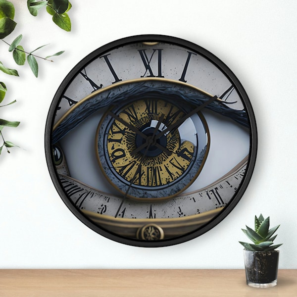 Steampunk Eyes Wall Clock analog design 1/4 for retro tech lovers to design their home steam punk timepiece for the office or bar mancave.