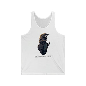 Bearded 4 Life tank top for bearded men that just wont quit with the beard skull with a beard tank for fathers with beads on fathers
