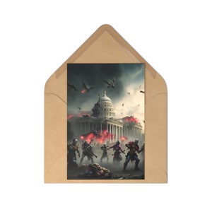 7 x Zombies Attacking DC 3/8 - Cartoline artistiche da 6 pollici per 4 pollici con buste