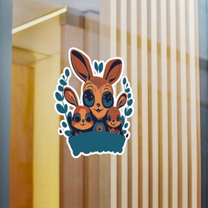 Adhesivo de vinilo de mamá y bebé conejitos para animar la sala de juegos con vinilos de animales de dibujos animados con acabado satinado removible y calcomanía restick
