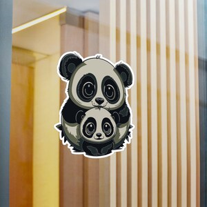Vinilo adhesivo madre y bebé panda para animar la sala de juegos con vinilos de animales de dibujos animados con acabado satinado removible y adhesivo restick