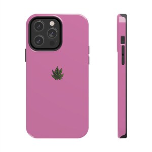 HighPhone Iphone case Tough Phone Cases with the potleaf logo where the apple goes high phone cases for iphone in pink