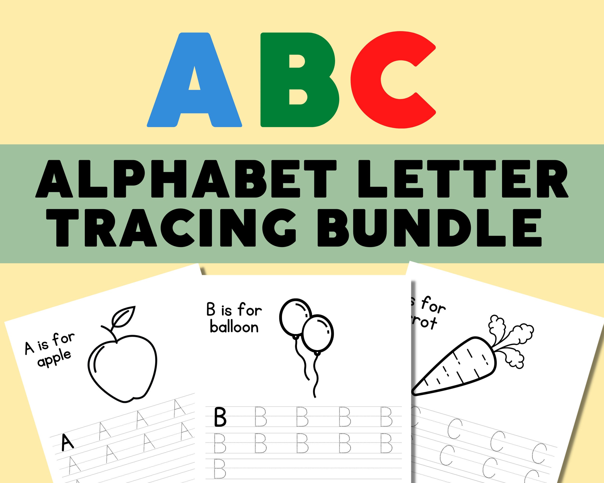 Letter Tracing Worksheets Printable Alphabet Tracing - Etsy