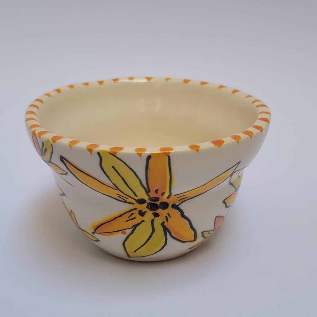 Handmade Ceramic Bowl: Floral Patterned, Matcha, Snack Bowl - Etsy