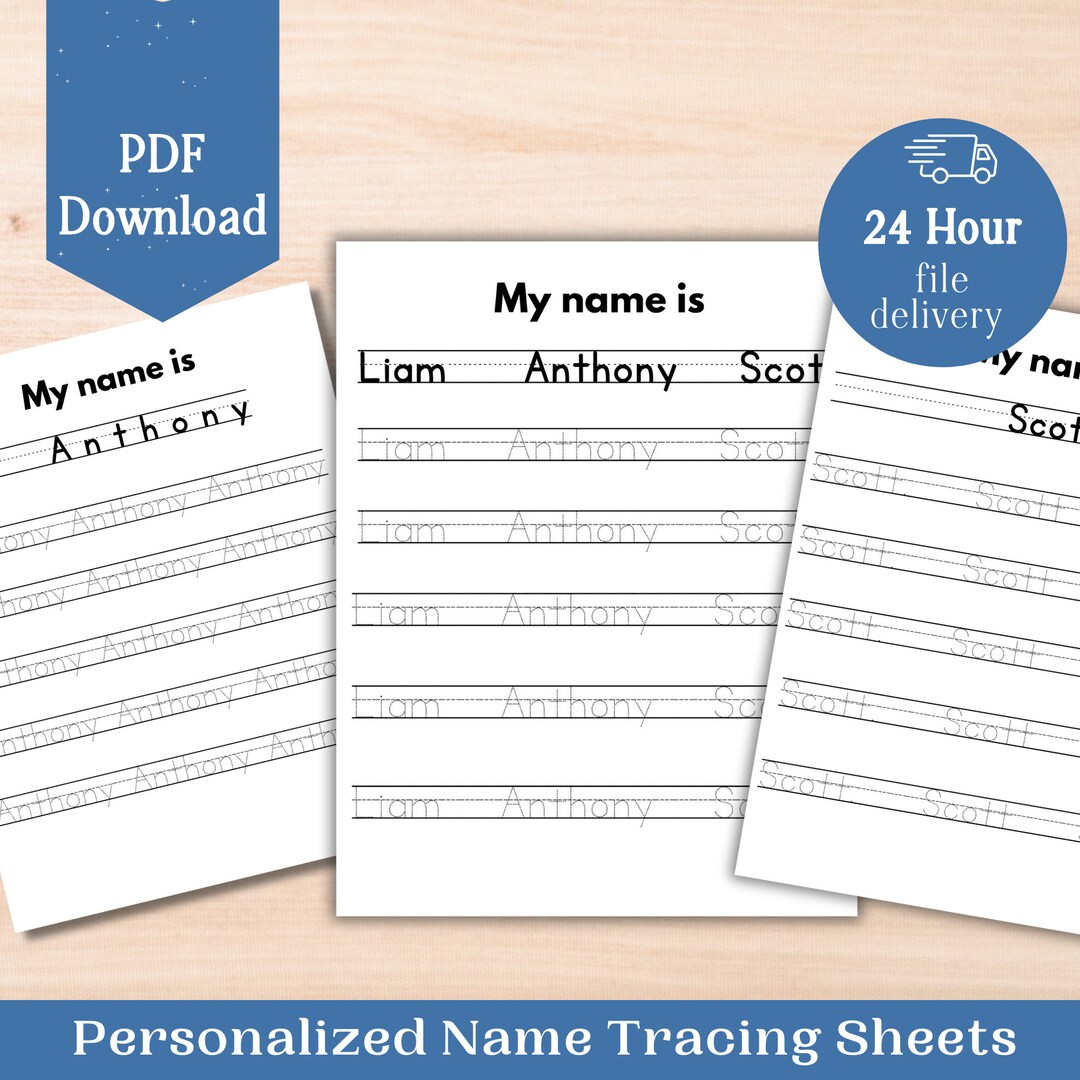 Personalized Name Tracing Sheet PDF Download Writing Name Fine Motor ...