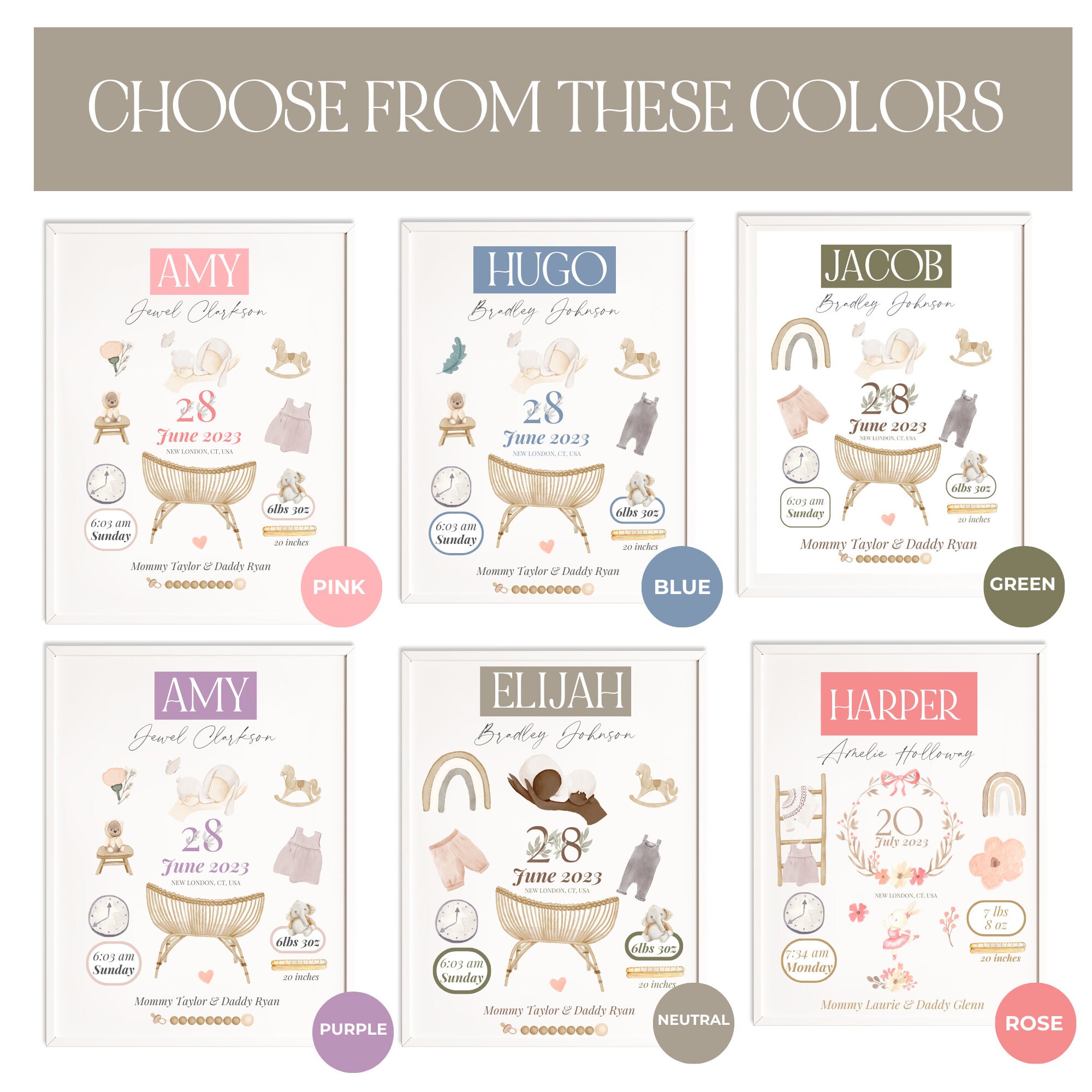 New Born Birth Stats New Baby Girl Gift New Baby Poster Personalised ...