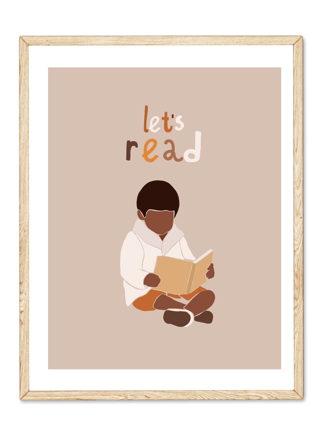 Let's Read Wall Art Nursery Reading Boy Reading Book Wall Etsy