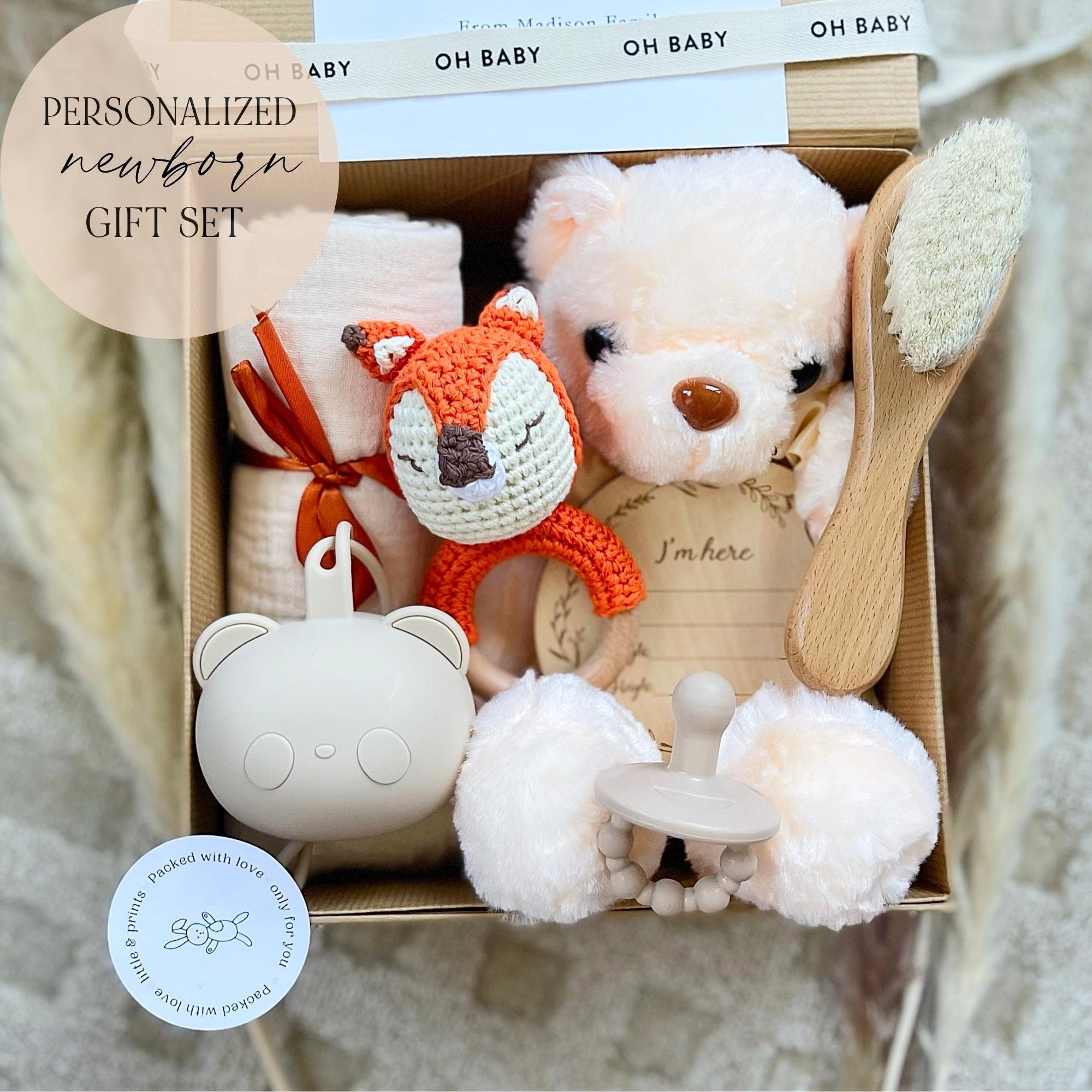 New Born Gift Basket Unisex Gift Set for New Parents Baby Sibling Gift