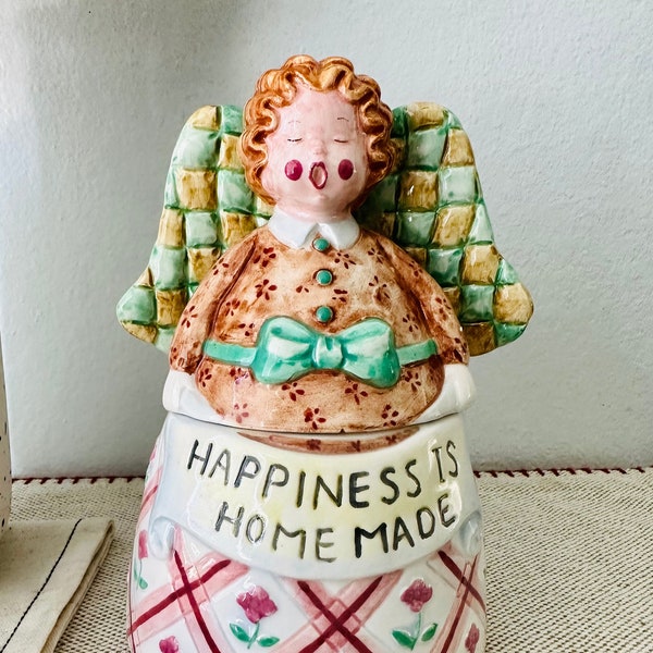 Vintage Ceramic Lidded Angel Jar Kitchen Collection - Cherub Angel Home Decor, Heavenly Kitchen Accessories, Retro Kitchen Decor, Homemade