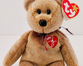 Vintage 1999 Signature Bear Beanie Baby Vintage RARE WITH ERRORS Mint Condition Swing and Tush Tags