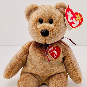 Vintage 1999 Signature Bear Beanie Baby Vintage RARE WITH ERRORS Mint Condition Swing and Tush Tags