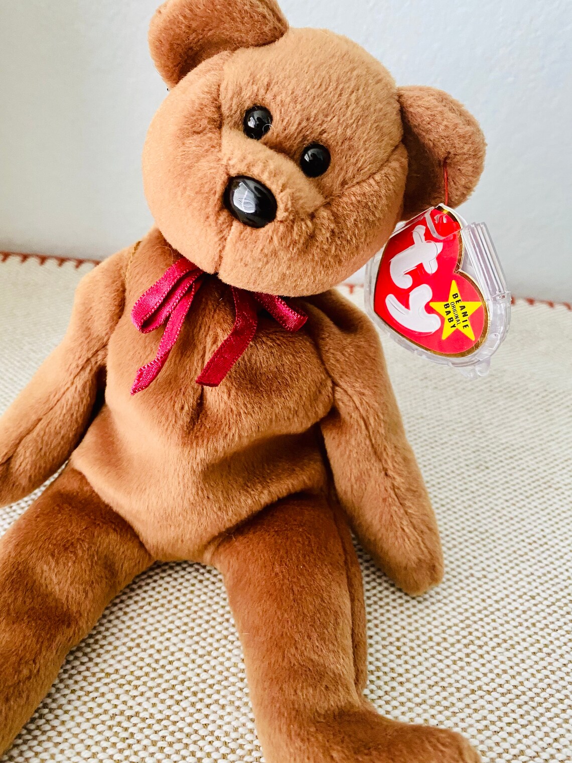 Vintage Teddy the Brown Bear Beanie Baby RARE Style 4050 1993 Etsy