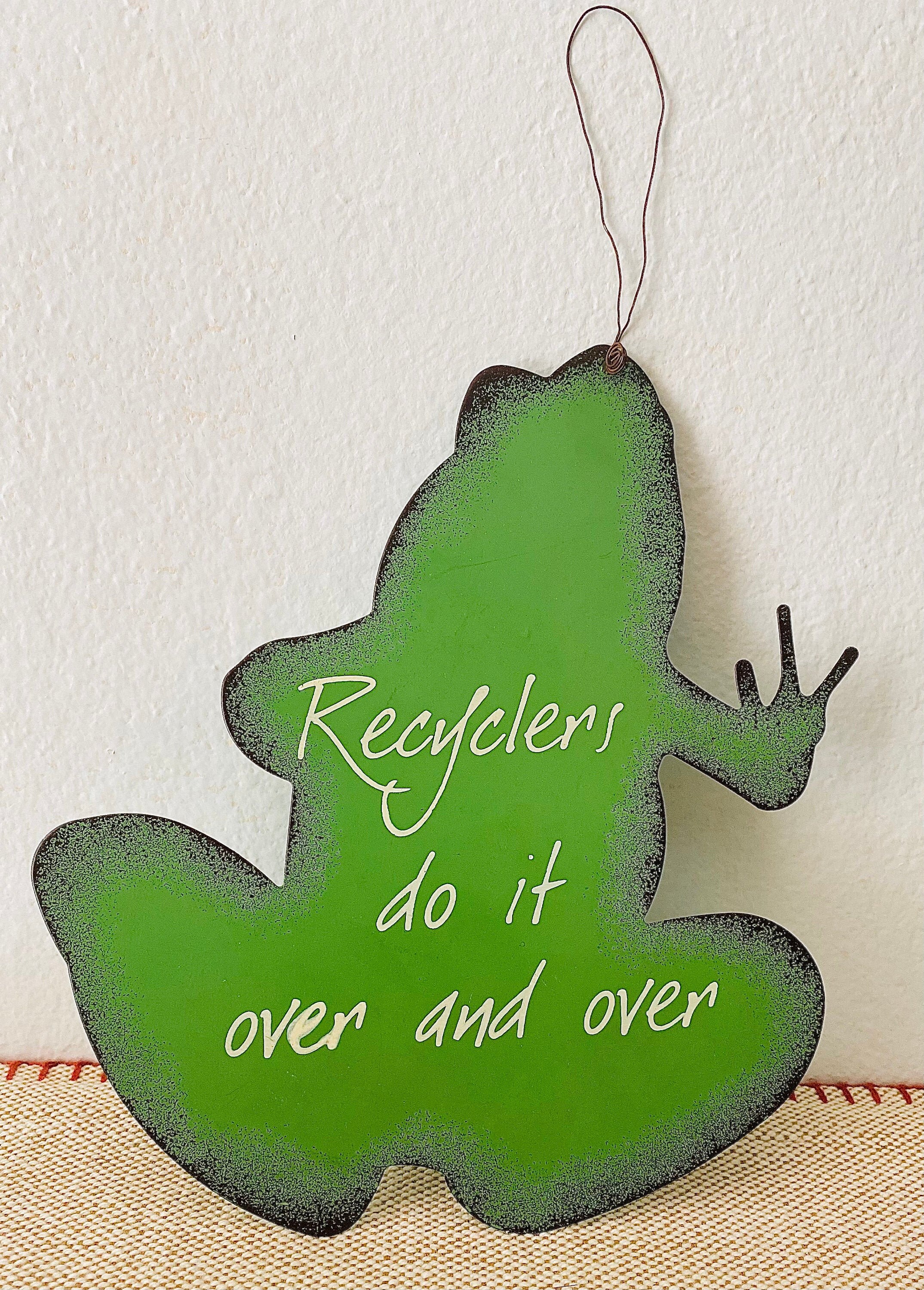 Vintage Frog Recycles Decorative Sign Garden Home Unique Metal Etsy