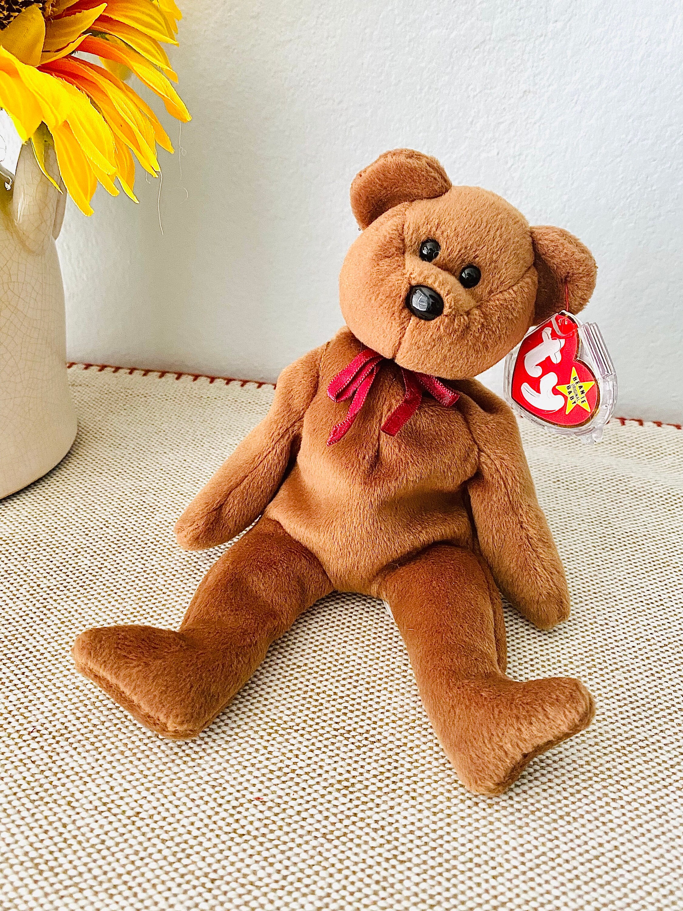 Vintage Teddy the Brown Bear Beanie Baby RARE Style 4050 1993 Etsy