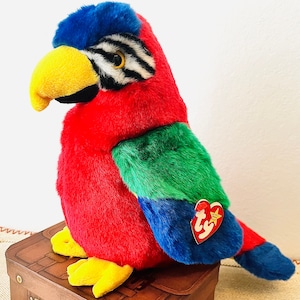 Vintage Jabber the Parrot 9.5&quot; Beanie Buddies Collection - Rare Beanie Babies MINT Condition Swing and Tush Tags