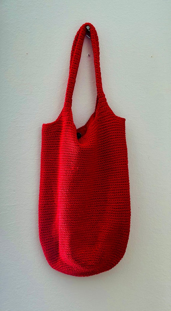 Vintage Large Crochet Bag in Red | All Day Use | R